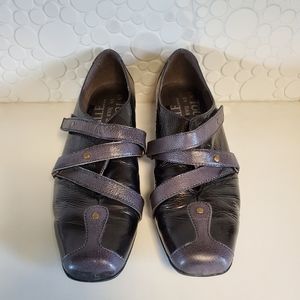 Brown Bronze Patent Leather Un Tour En Ville Flat Shoes Size 38
